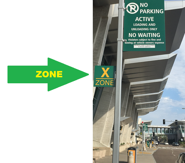San Diego Airport Zone Signs By the Curb